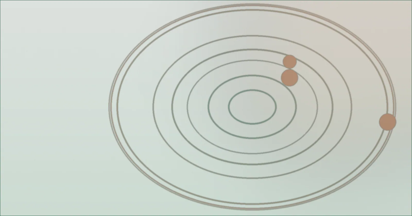 Clay and green orbit pattern suggesting circling fortune
