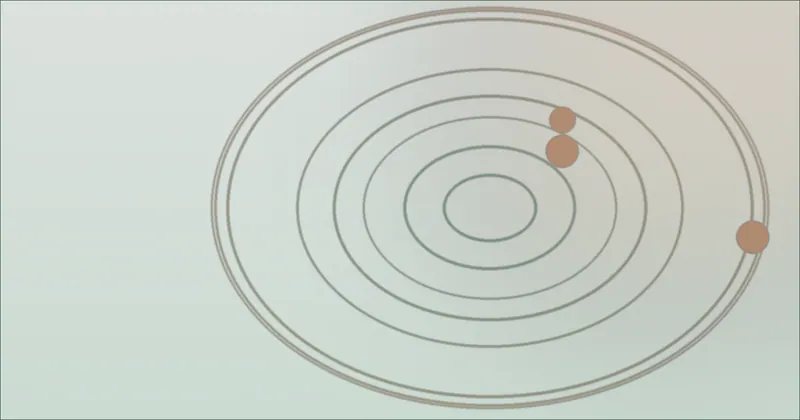 Clay and green orbit pattern suggesting circling fortune