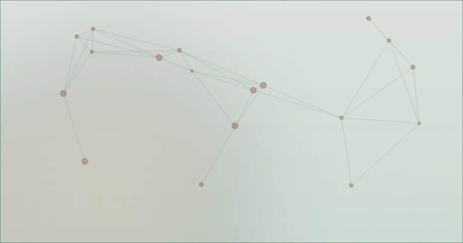 Two green tones meeting in a constellation pattern